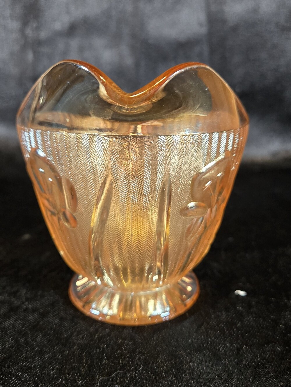 Vintage Iris and Herringbone Jeanette Depression Glass Creamer Marigold Orange - Picture 2 of 6
